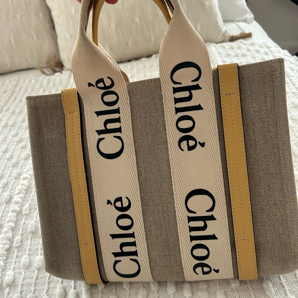 Chloe Beige and Yellow Mini Tote Bag